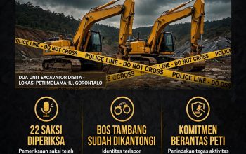 Dua Excavator Disita, Polres Gorontalo Kantongi Nama Bos PETI Molamahu