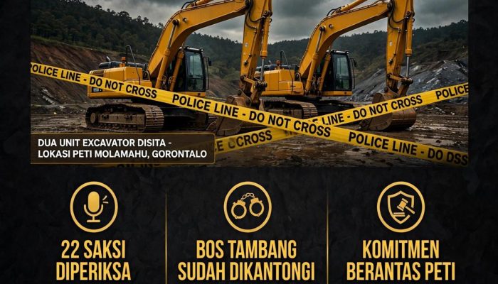 Dua Excavator Disita, Polres Gorontalo Kantongi Nama Bos PETI Molamahu